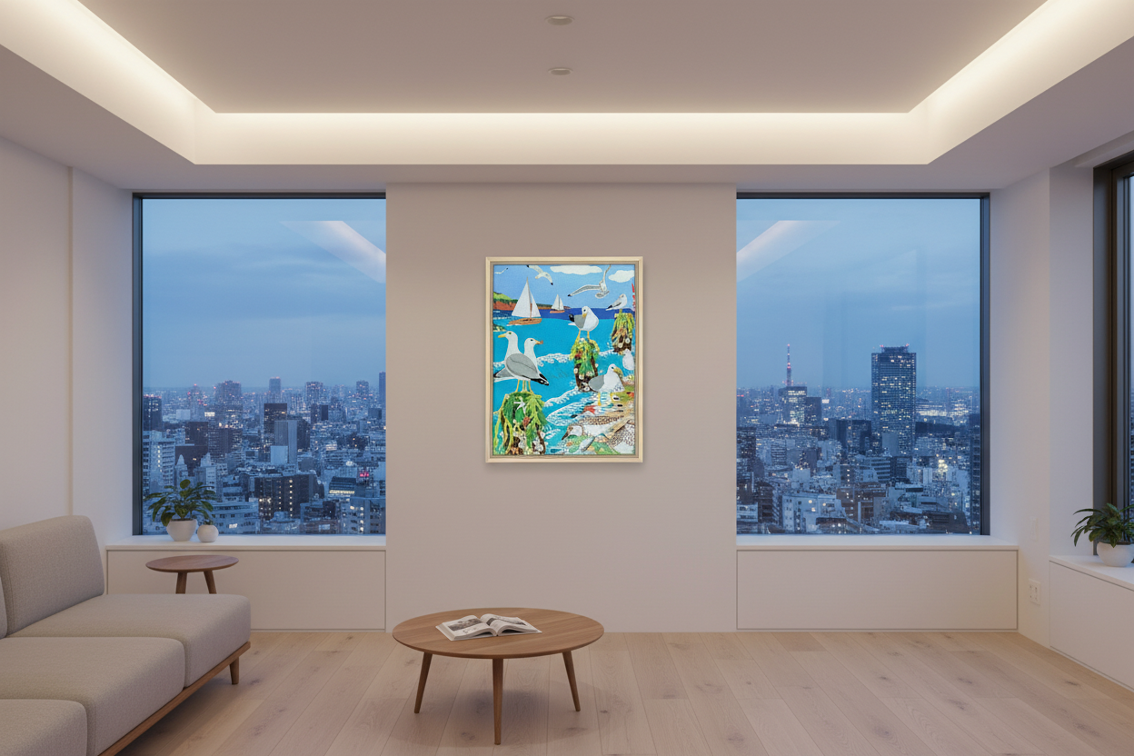 Gathering of Gulls Framed Canvas