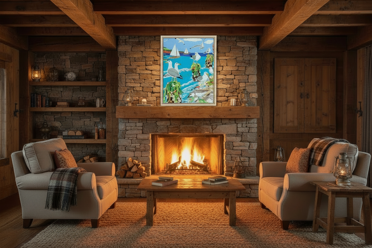 Gathering of Gulls Framed Canvas