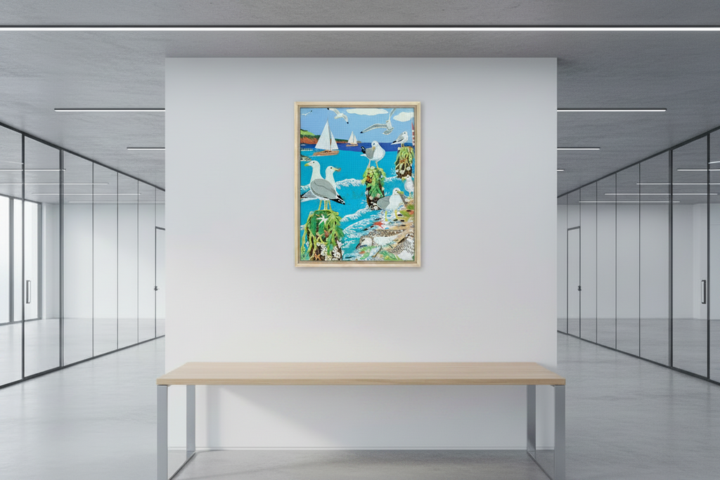 Gathering of Gulls Framed Canvas