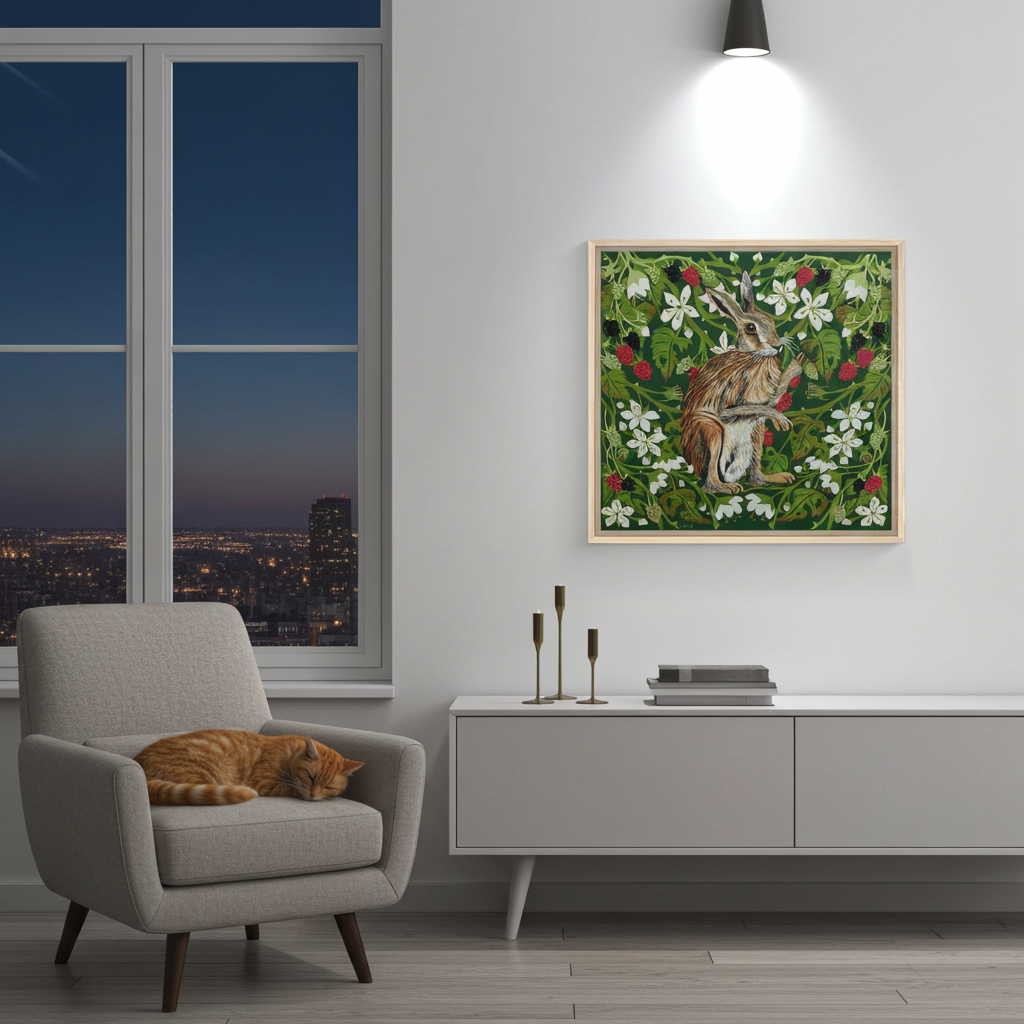 Autumn Hare Framed Canvas 60x60 cm / 24x24″