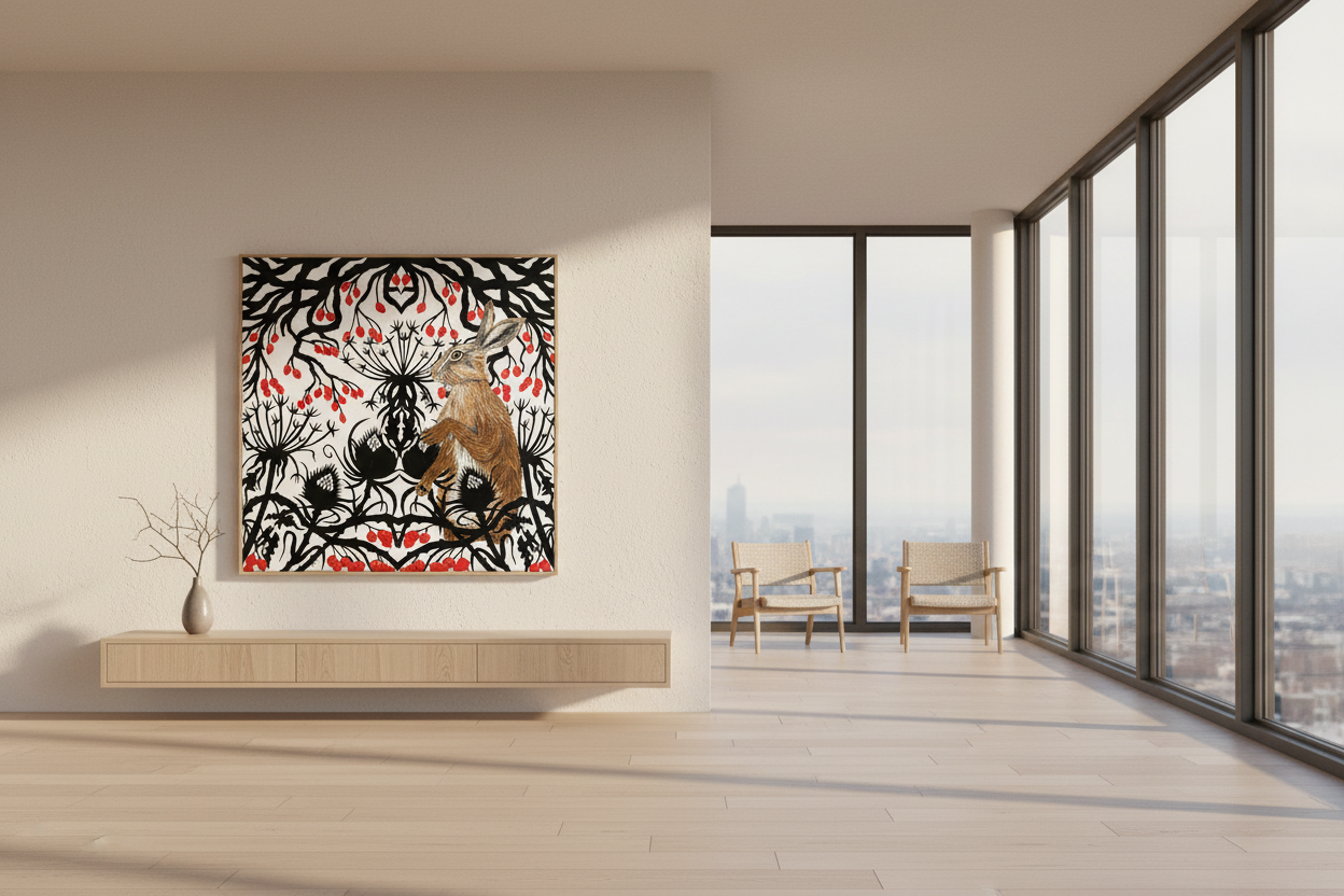 Winter Hare Stretched Canvas